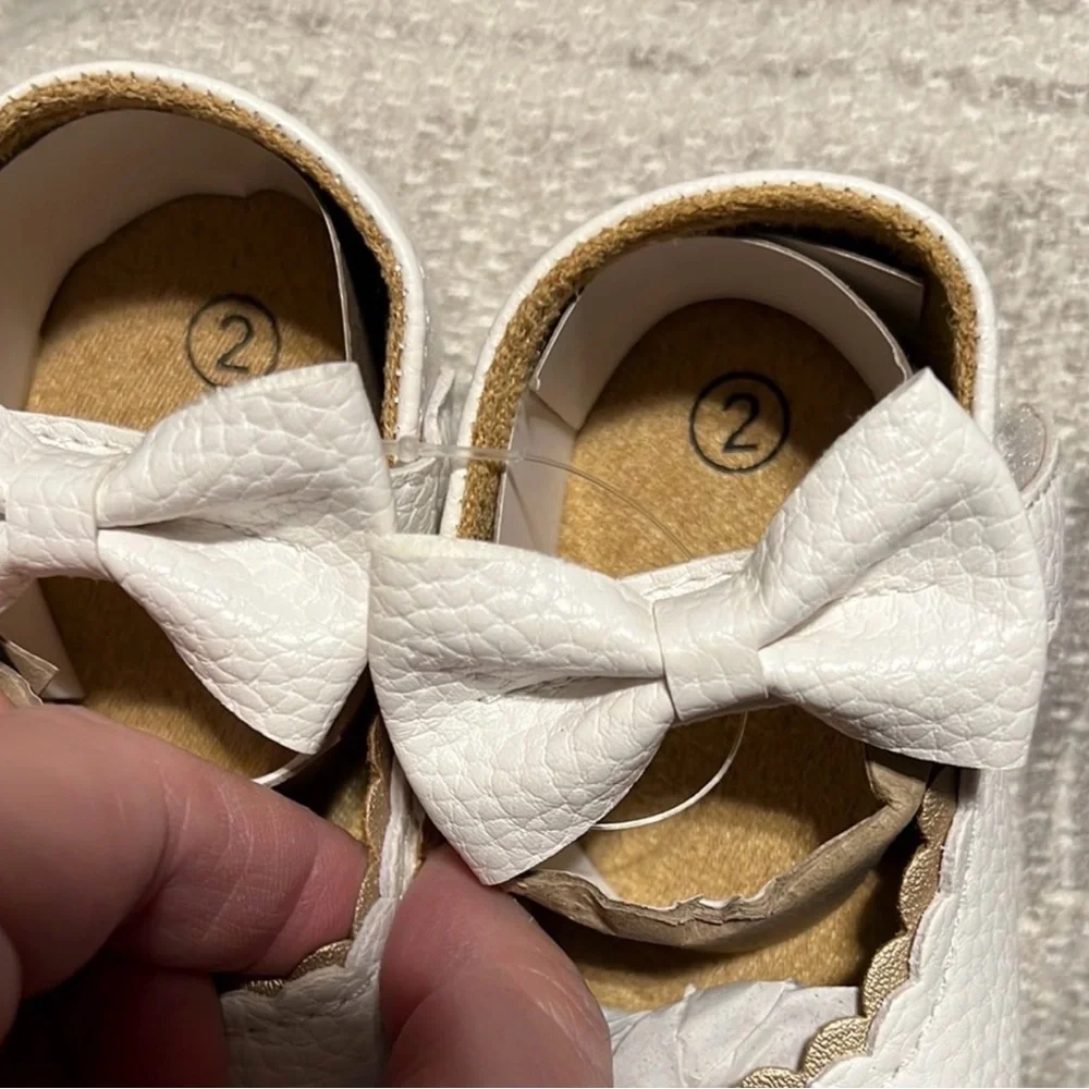 NWT HsdsBebe Infant Baby Girls Mary Jane Flats Bow Non-Slip SoftSole Dress Shoes